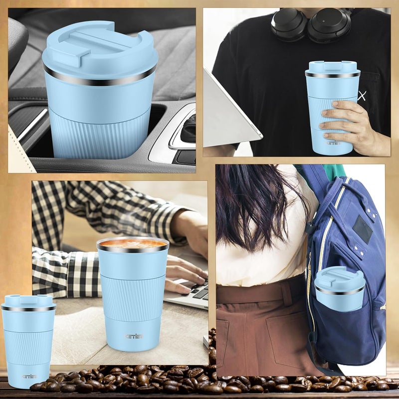 KETIEE Travel Mug 12oz, Insulated Coffee Mug with Leakproof Lid, Travel Coffee Mug Vacuum Stainless Steel Double Walled Reusable Coffee Cup for Hot and Iced Coffee Tea Water - Image 5